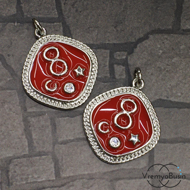 Подвеска с эмалью, латунь с родиевым покрытием (1 шт.)