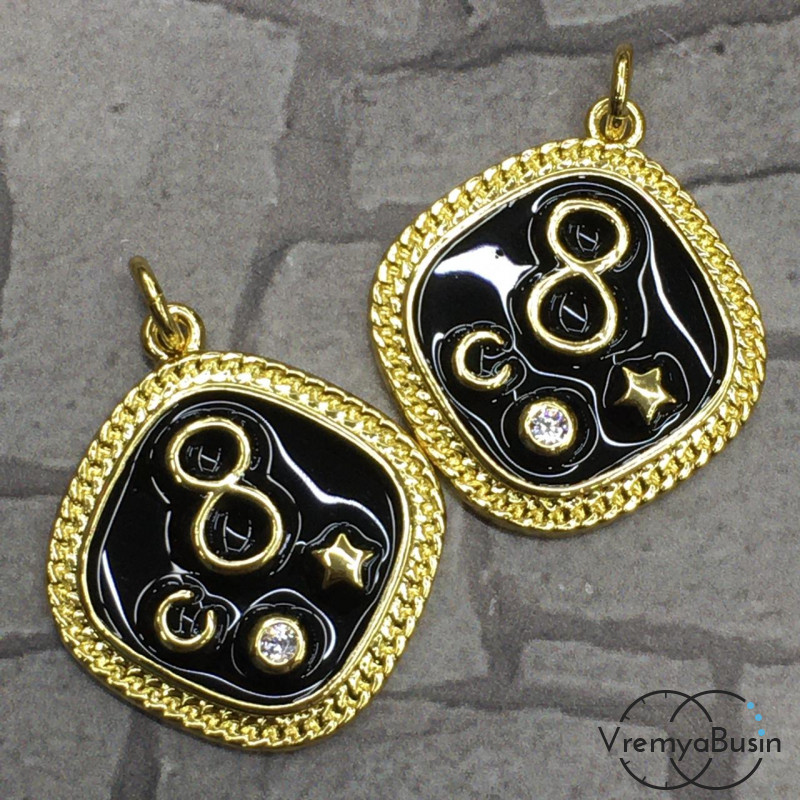 Подвеска с эмалью, латунь с позолотой (1 шт.)