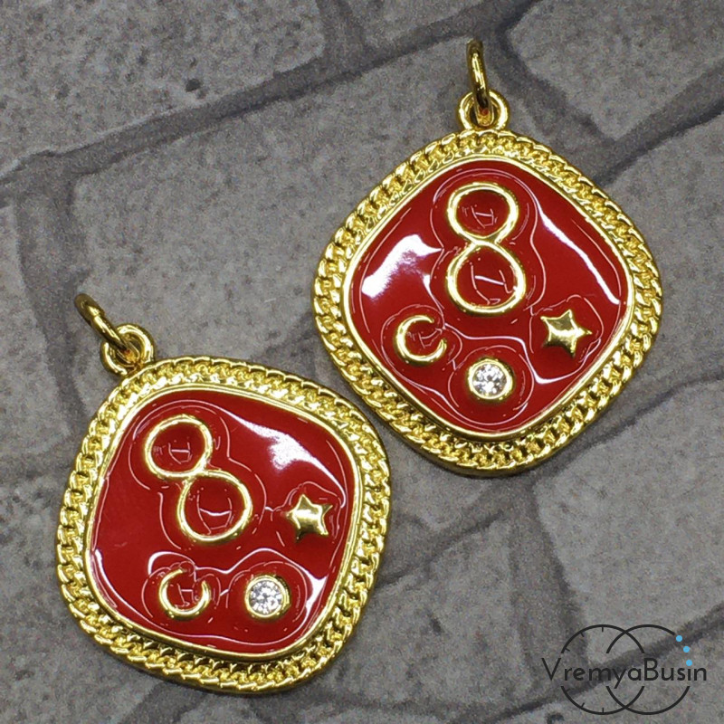 Подвеска с эмалью, латунь с позолотой (1 шт.)