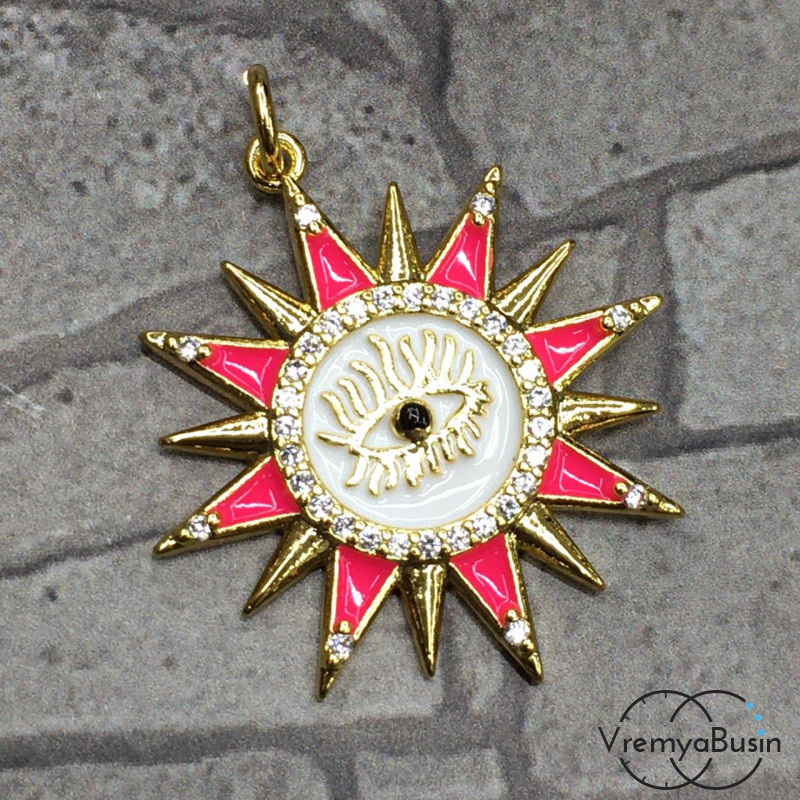 Подвеска с эмалью, латунь с позолотой (1 шт.)