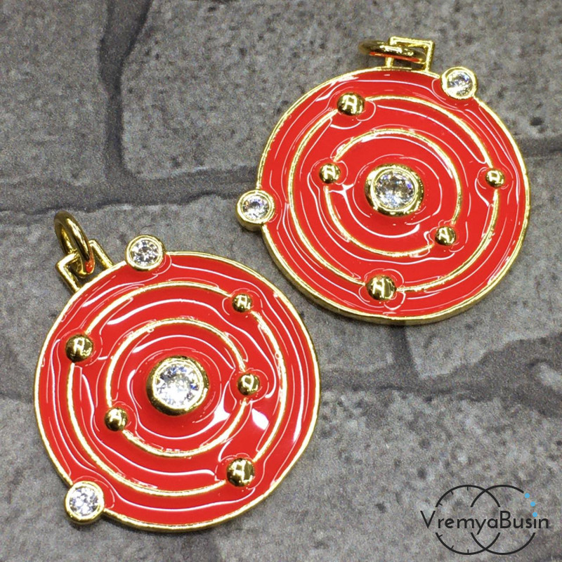 Подвеска с эмалью, латунь с позолотой (1 шт.)