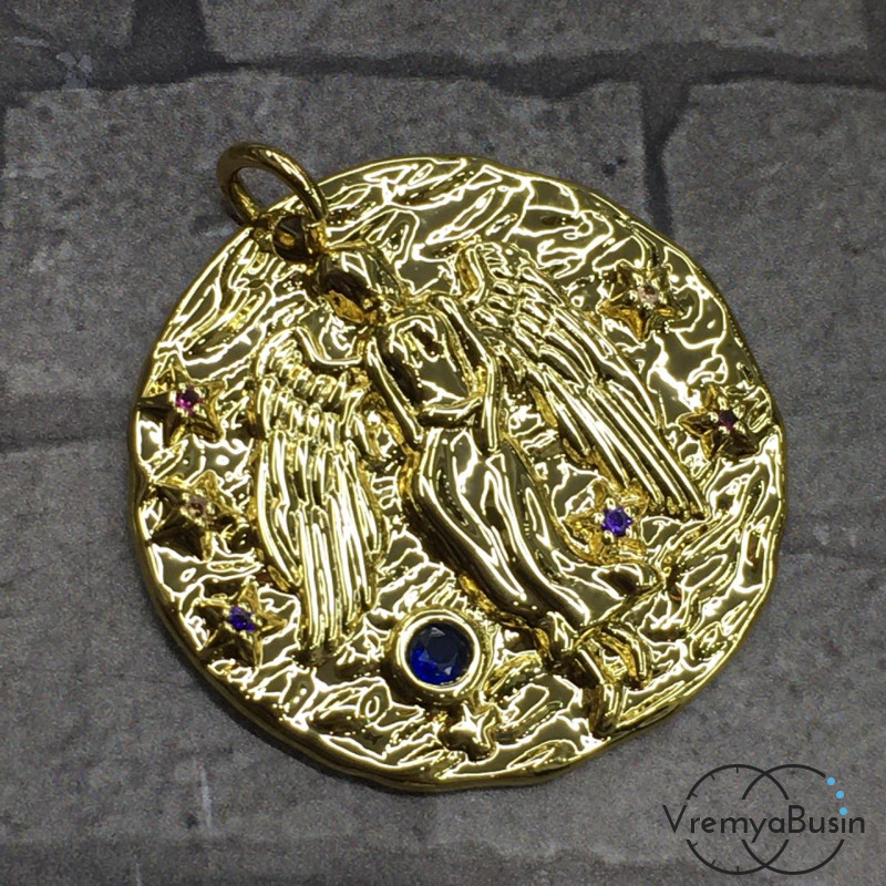 Подвеска "Знак зодиака" из латуни с позолотой и фианитами (1 шт.)