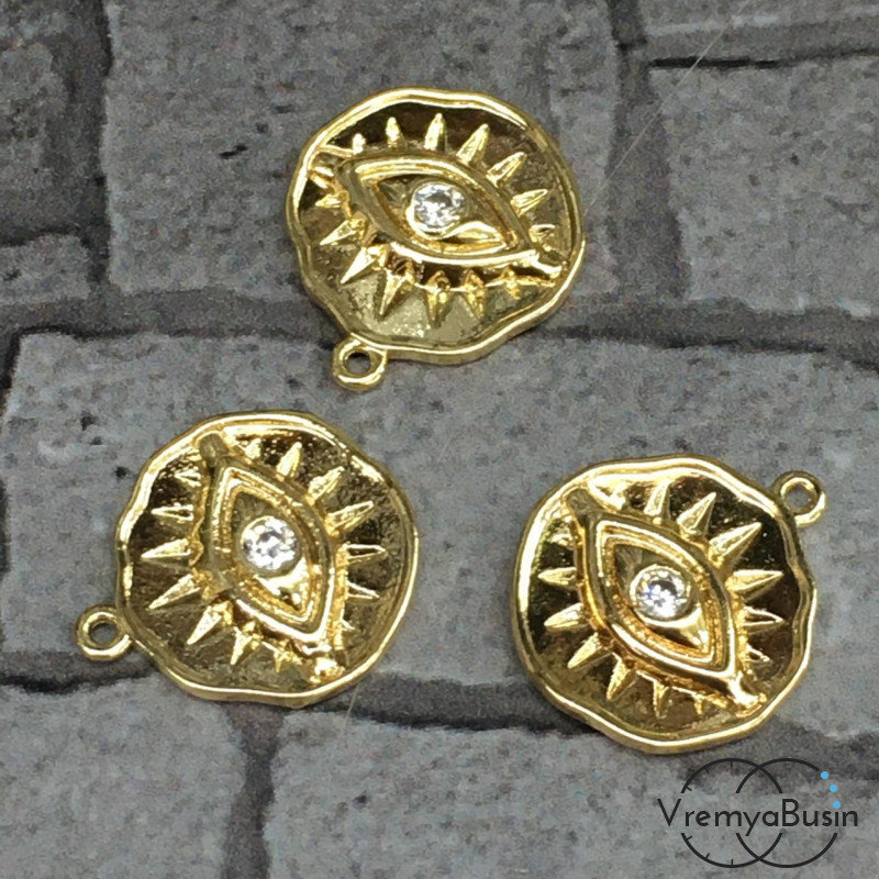 Подвеска "Монета" из латуни с позолотой (1 шт.)