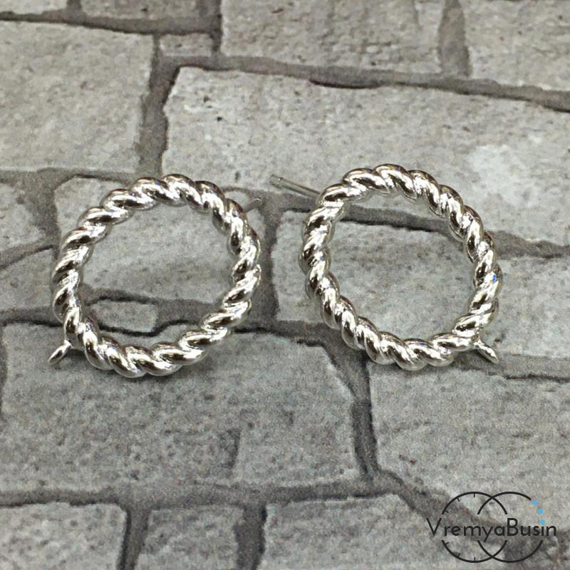 Швензы-гвоздики из латуни с родиевым покрытием (1 пара)