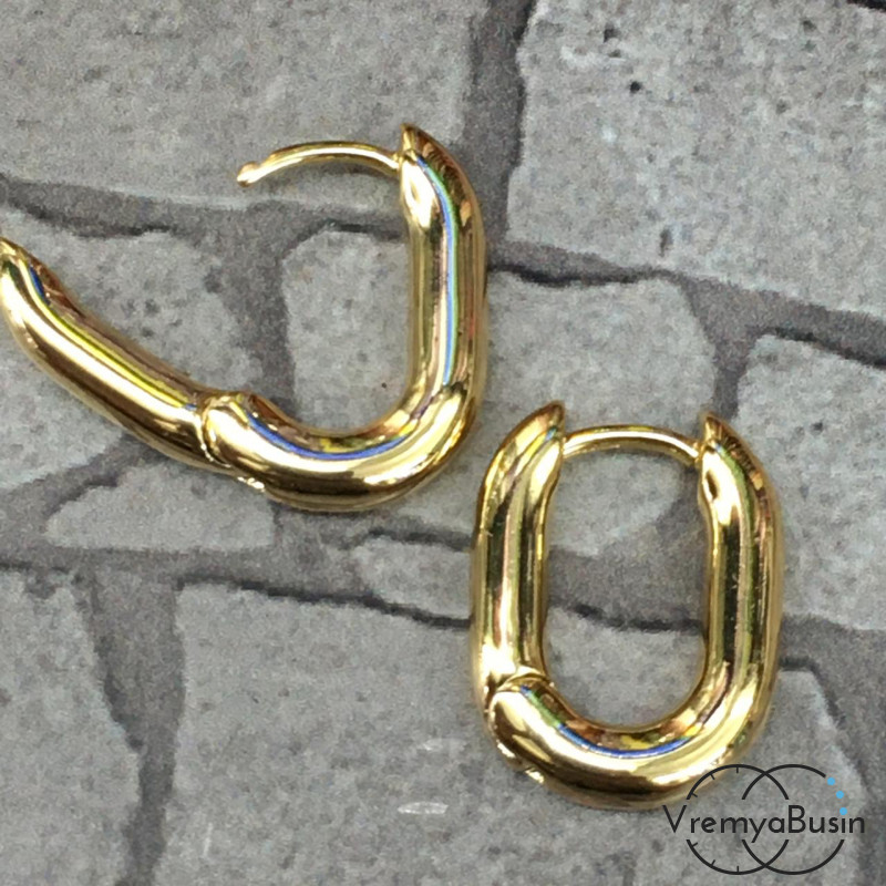 Швензы с французским замком, 12х16 мм,  из латуни с позолотой (1 пара)