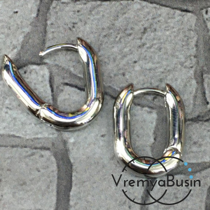 Швензы с французским замком, 12х16 мм,   из латуни с родиевым покрытием (1 пара)