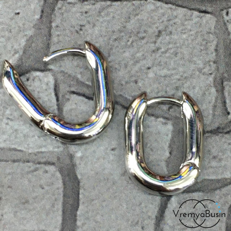 Швензы с французским замком, 12х16 мм,   из латуни с родиевым покрытием (1 пара)