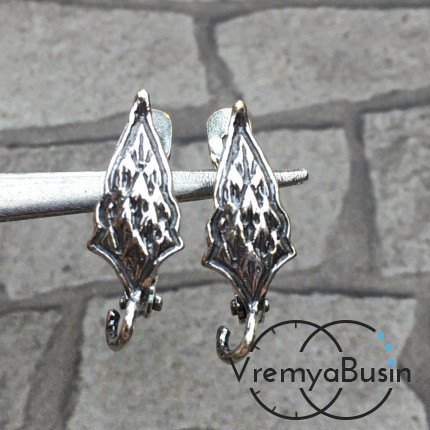 Швензы с английским замком, покрытие мельхиор, цв. серебро (1 пара)