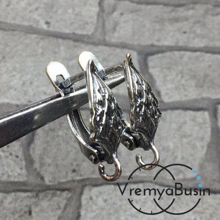 Швензы с английским замком, покрытие мельхиор, цв. серебро (1 пара)