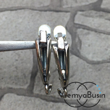 Швензы с английским замком, покрытие мельхиор, цв. серебро (1 пара)