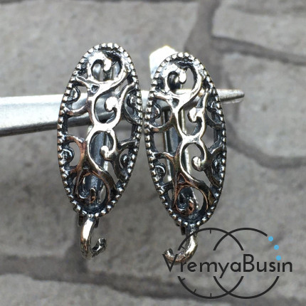 Швензы с английским замком, покрытие мельхиор, цв. серебро (1 пара)