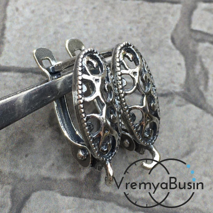 Швензы с английским замком, покрытие мельхиор, цв. серебро (1 пара)