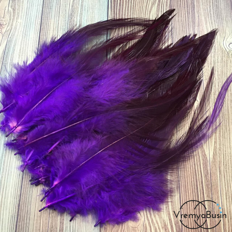 Перо петуха, цвет фиолетовый, длина 10-15 см (1 шт.)