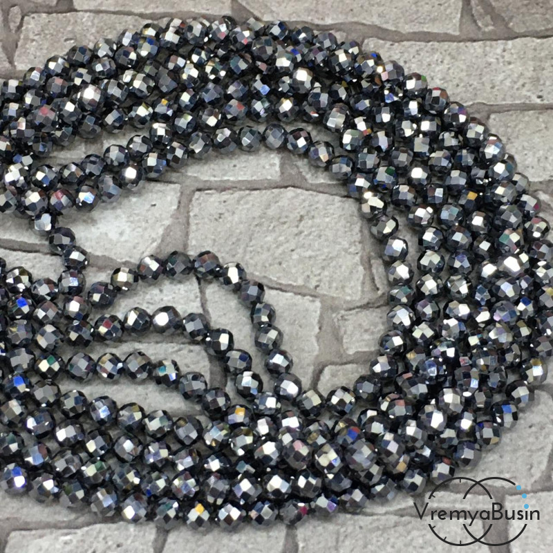 Марказит, граненые бусины 4 мм ААА качество (нить, ок. 40 см.)