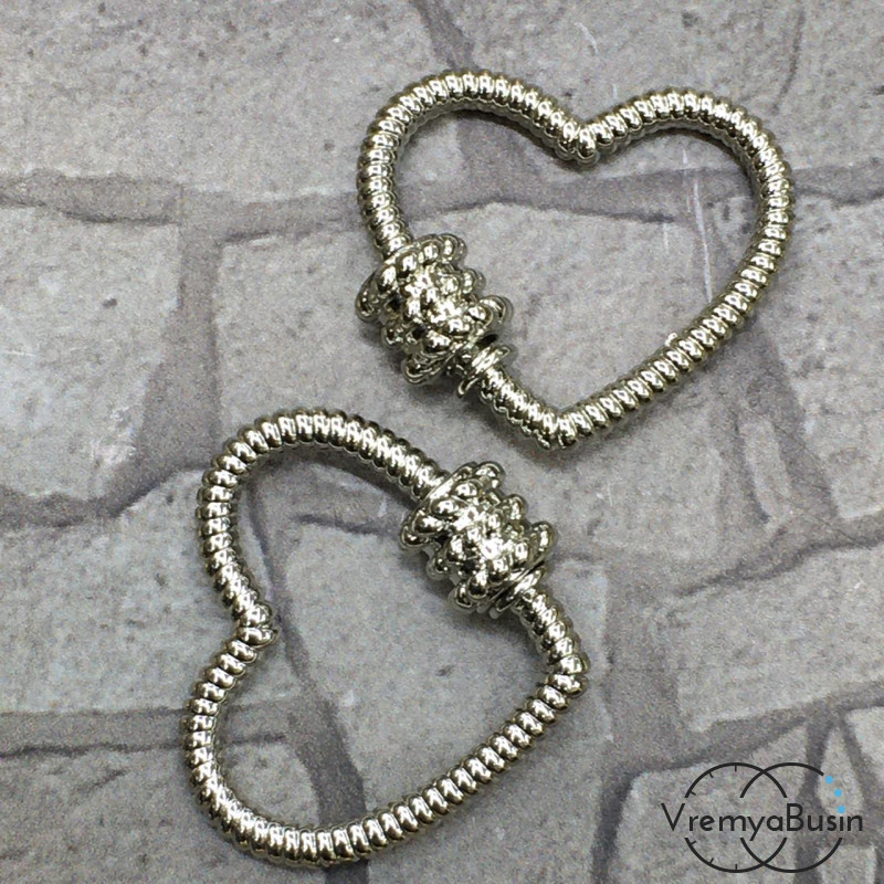 Замок с винтом, латунь с родиевым покрытием (1 шт.)