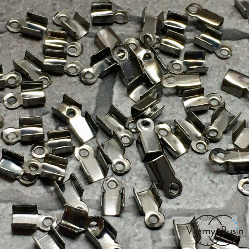 Концевики для шнуров зажимные 3х6 мм, цв. графит (упак. 20 шт.)