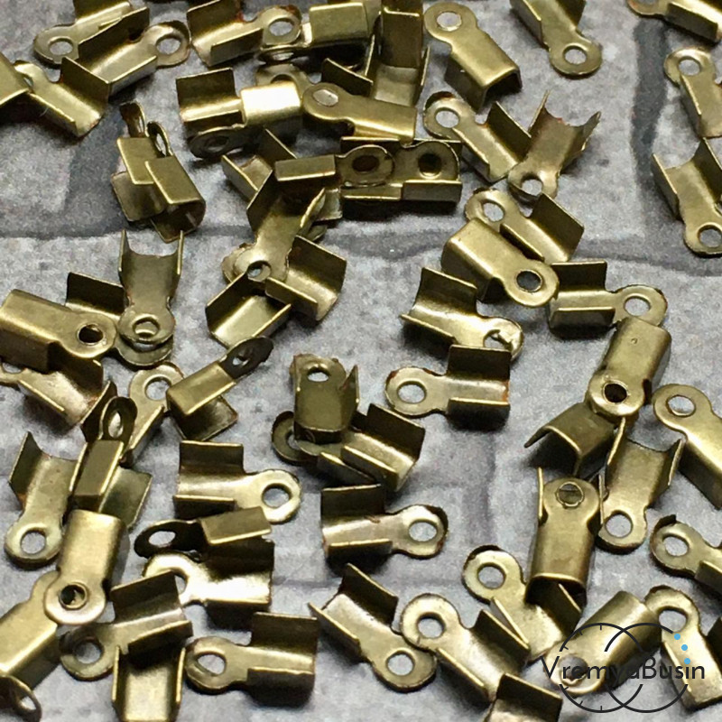 Концевики для шнуров зажимные 3х6 мм, цв. бронза (упак. 20 шт.)