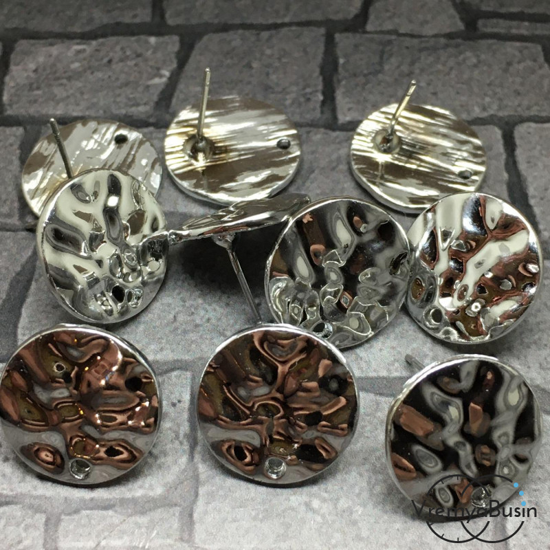 Швензы гвоздики, 15 мм, цв. серебро (1 пара)