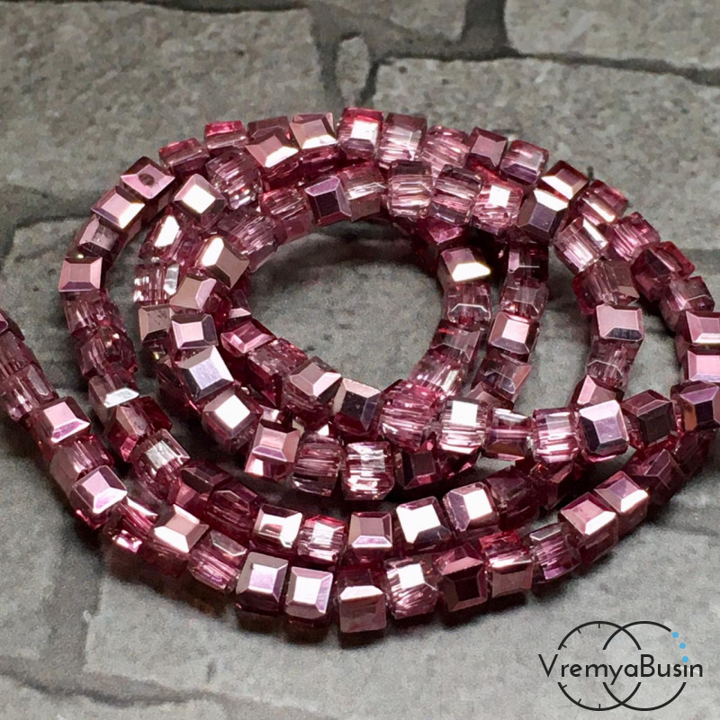 Бусины кубики из граненого стекла, 2х2 мм  (упак. 20 шт.)