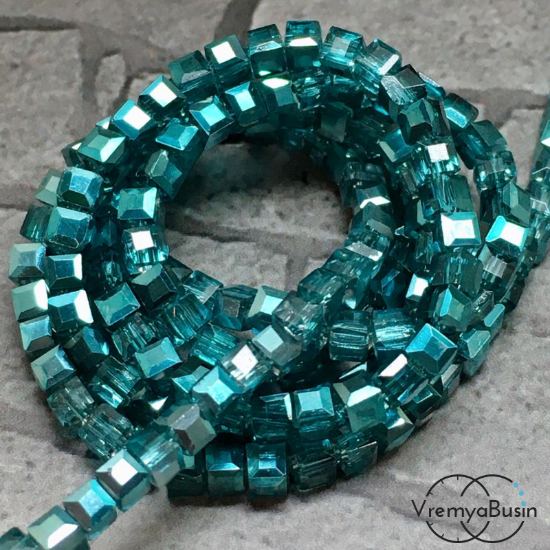 Бусины кубики из граненого стекла, 2х2 мм  (упак. 20 шт.)