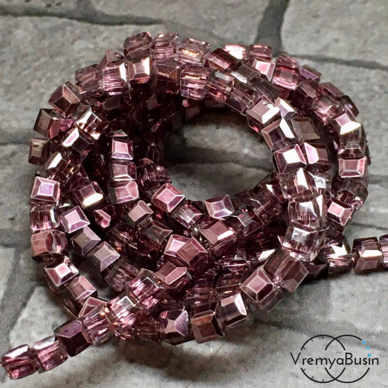 Бусины кубики из граненого стекла, 2х2 мм  (упак. 20 шт.)