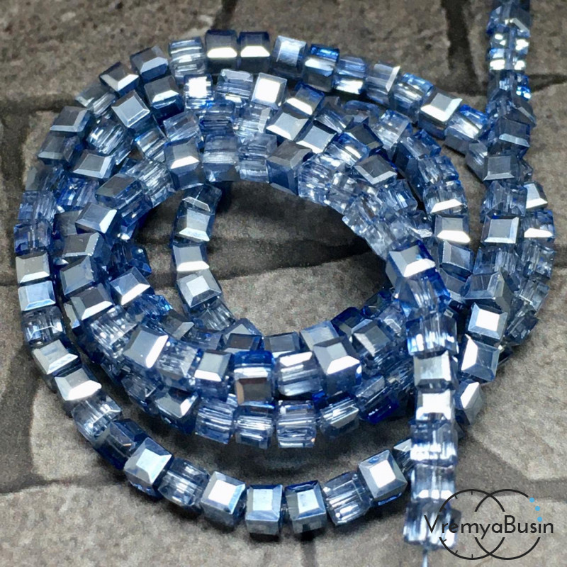 Бусины кубики из граненого стекла, 2х2 мм  (упак. 20 шт.)