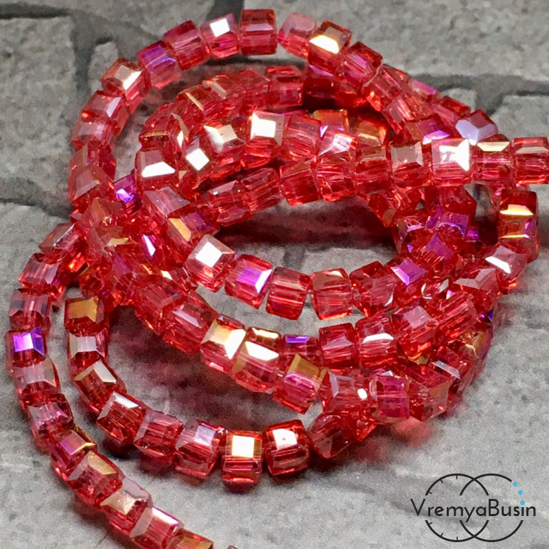 Бусины кубики из граненого стекла, 2х2 мм  (упак. 20 шт.)