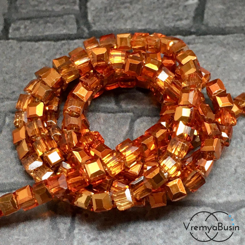 Бусины кубики из граненого стекла, 2х2 мм  (упак. 20 шт.)