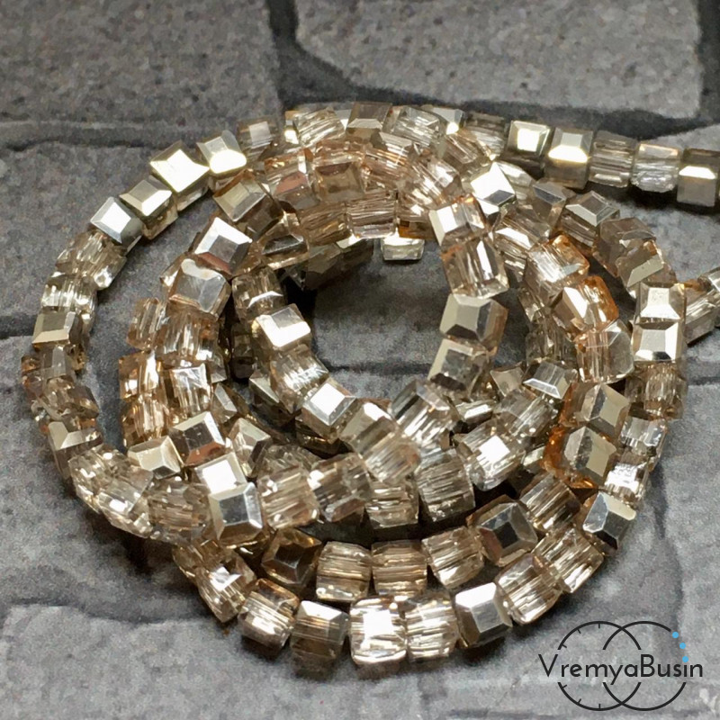 Бусины кубики из граненого стекла, 2х2 мм  (упак. 20 шт.)
