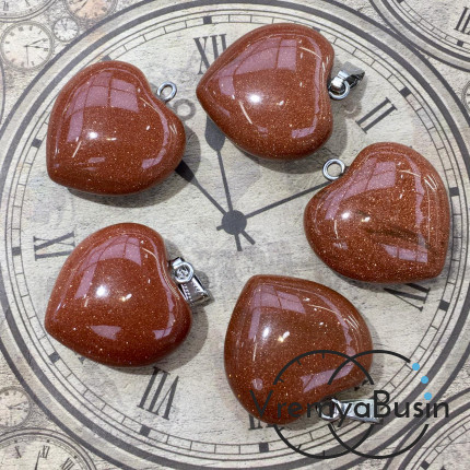 Авантюрин коричневый. Кулон из камня "Сердце" 30 мм (1 шт.)
