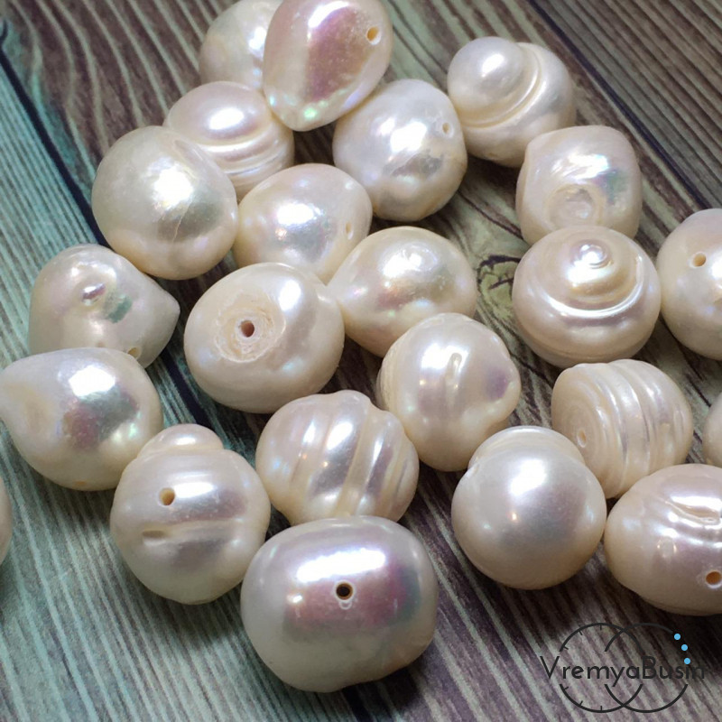 Жемчуг натуральный речной, округлый ок. 12 мм цв. белый (1 шт.)