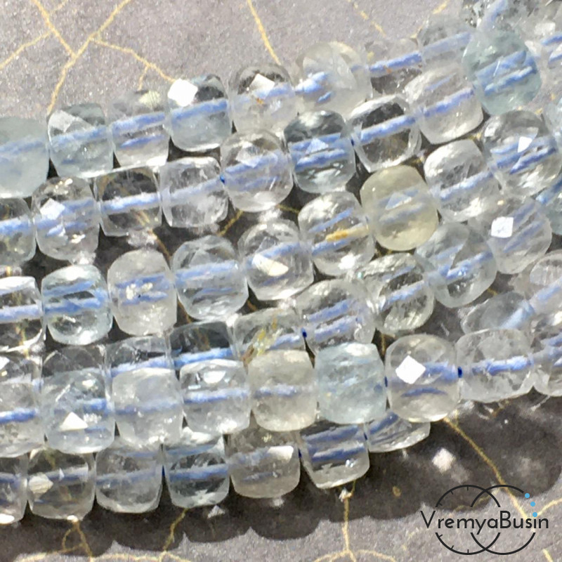 Белый топаз, кубик с ювелирной огранкой, 5х5 мм (1 шт.)