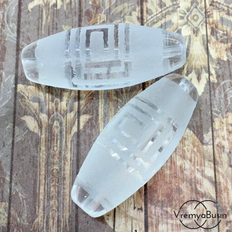 Резная бусина Дзи из кварца, "Бесконечность" 30х12 мм (1 шт.)