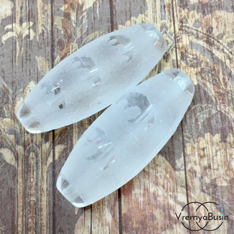 Резная бусина Дзи из кварца, "5 летучих мышей" 30х12 мм (1 шт.)