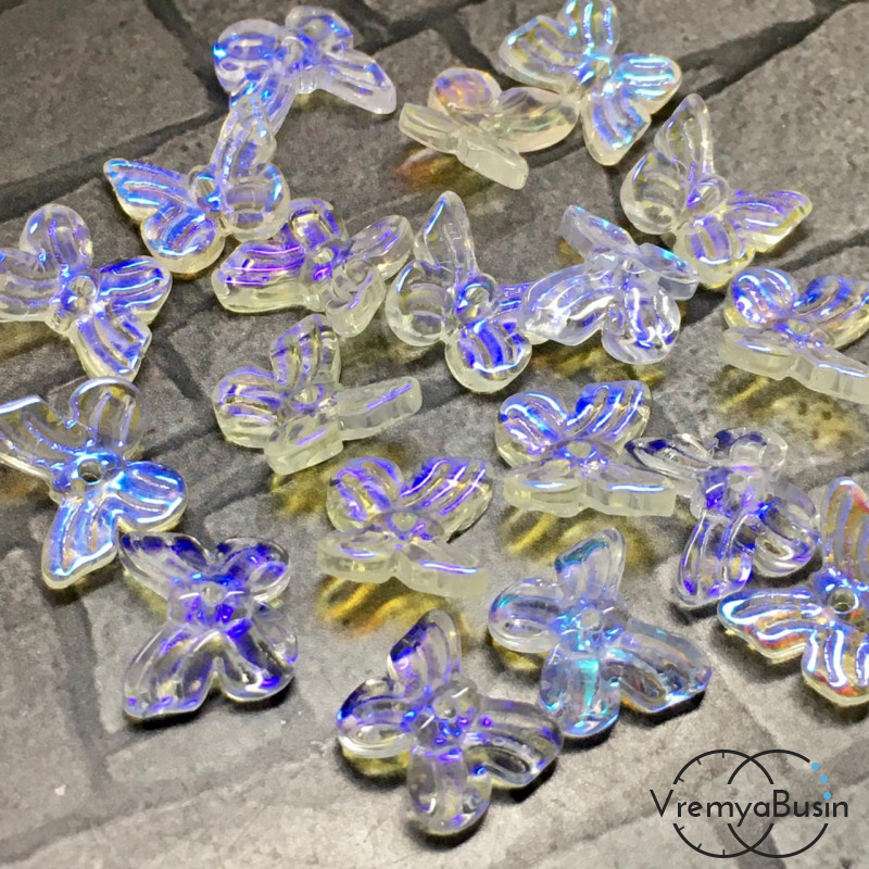Бабочки из стекла, 10х11 мм (упак. 5 шт.)