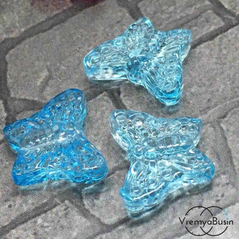 Бусина из стекла "Бабочка", 13х15 мм (1 шт.)