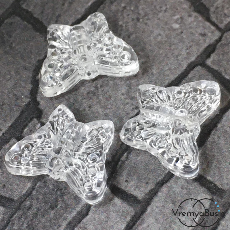 Бусина из стекла "Бабочка", 13х15 мм (1 шт.)