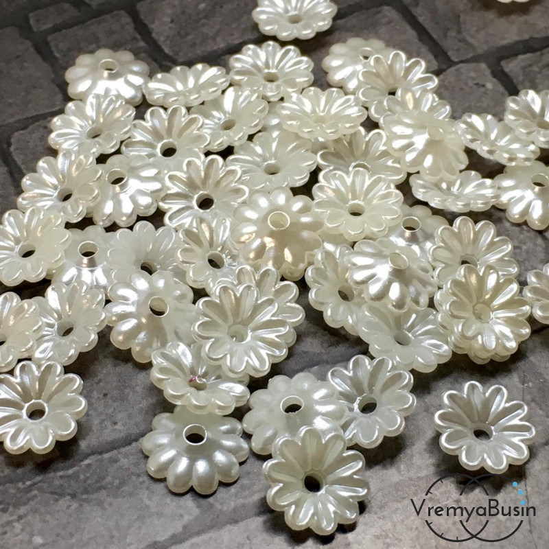 Цветочек акриловый, цв.белый 10 мм (упак. 20 шт.)