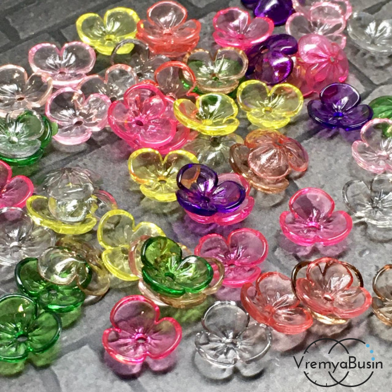 Цветочек акриловый, цв.микс, 10 мм (20 шт.)