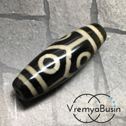 Бусина Дзи из агата "6 глаз", 30х10 мм (1 шт.)