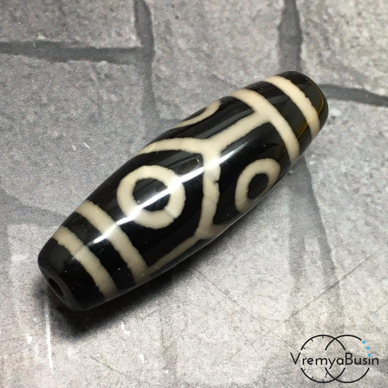 Бусина Дзи из агата "6 глаз", 30х10 мм (1 шт.)