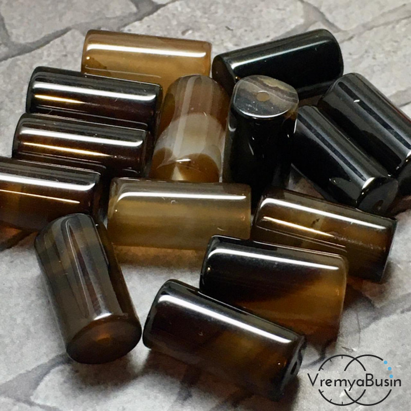 Агат тонированный, трубочка гладкая 8х15 мм (1 шт.)