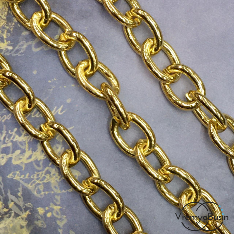 Цепочка металлическая крупная, латунь с позолотой (1/2 м.)