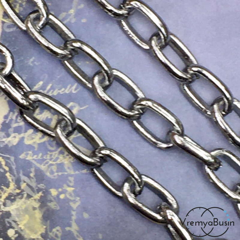 Цепочка металлическая крупная, латунь с родиевым покрытием (1/2 м.)