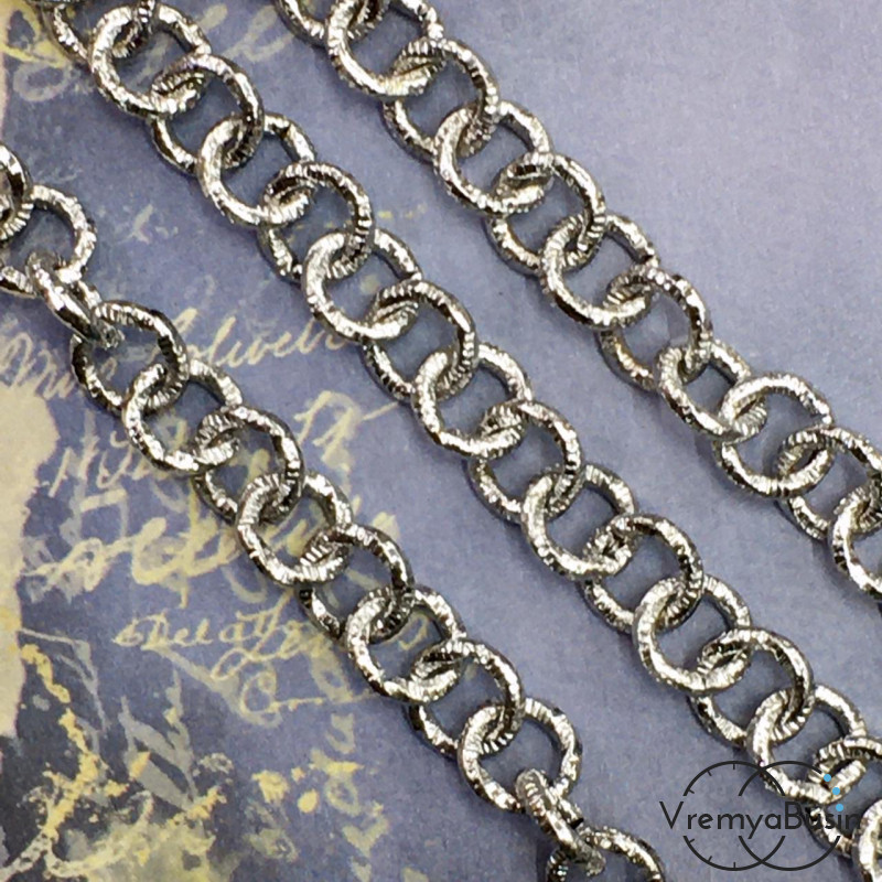Цепочка металлическая крупная, латунь с родиевым покрытием (1/2 м.)