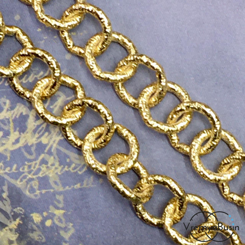 Цепочка металлическая крупная, латунь с позолотой (1/2 м.)