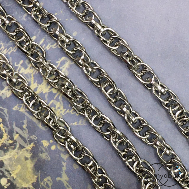 Цепочка металлическая крупная, латунь с родиевым покрытием (1/2 м.)