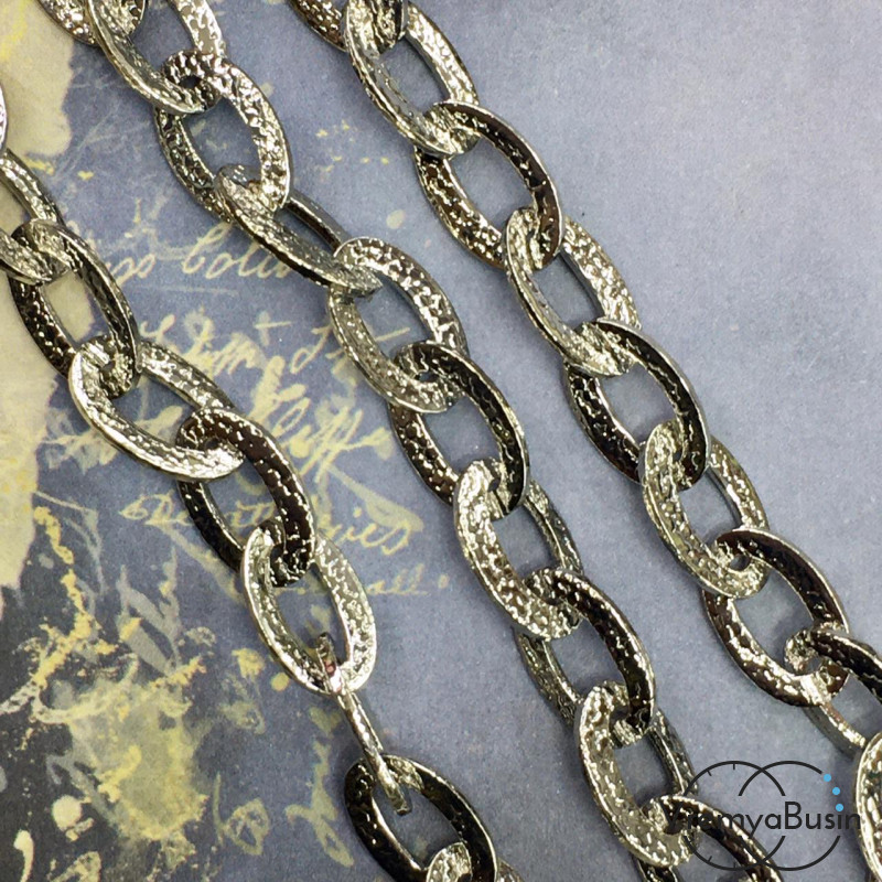 Цепочка металлическая крупная, латунь с родиевым покрытием (1/2 м.)