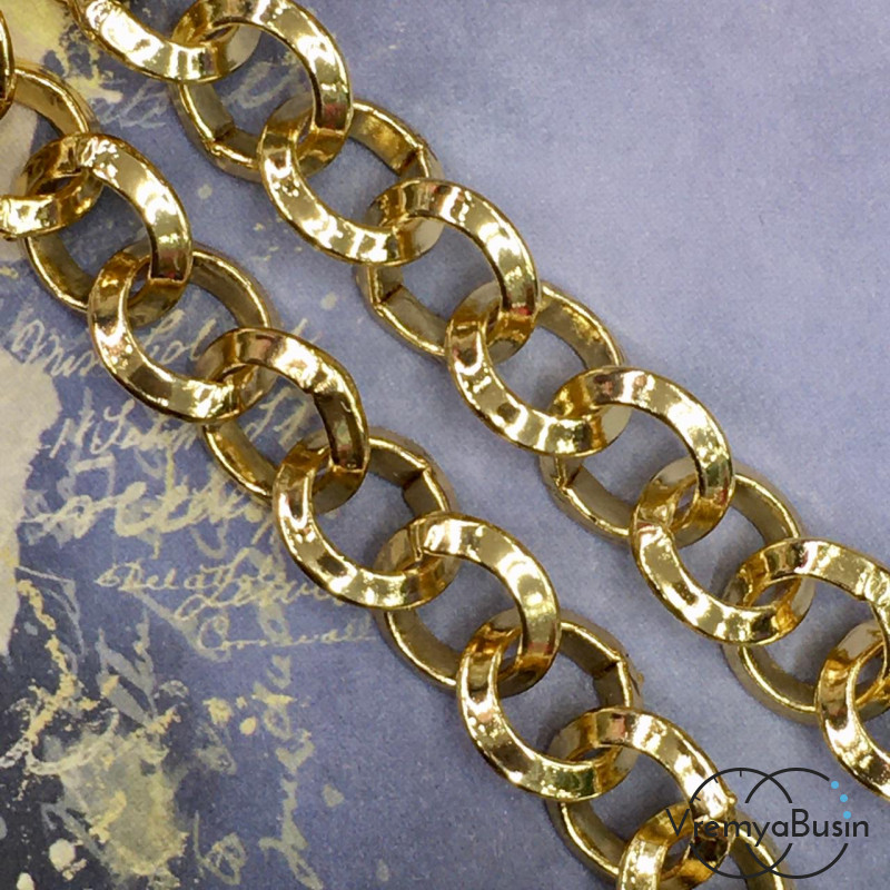 Цепочка металлическая крупная, латунь с позолотой (1/2 м.)