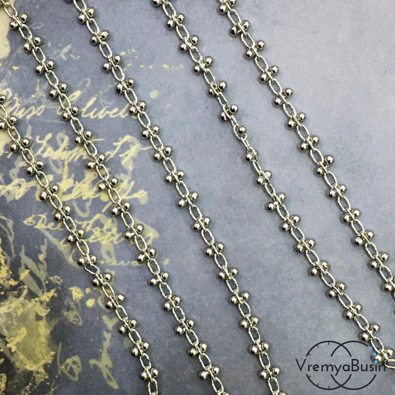 Цепочка металлическая в асс., латунь с родиевым покрытием (1 м.)